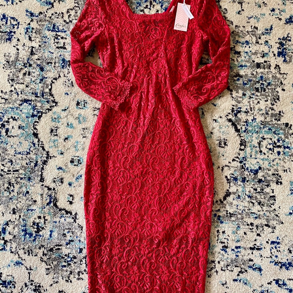 Candies red lace bodycon dress